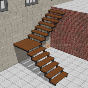 Escada em "L" com patamar reto