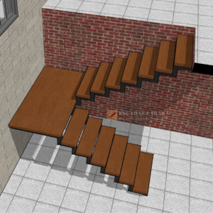 Escada em "U" com patamar inteiriço