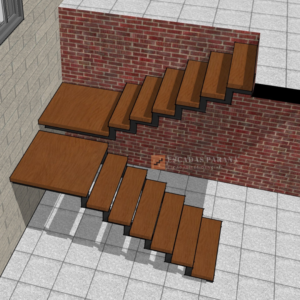 Escada em "U" com patamar dividido